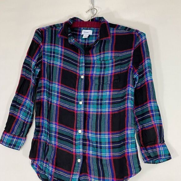 Kids Flannel Shirt Black with Green, Red, etc. size large - Picture 3 of 5